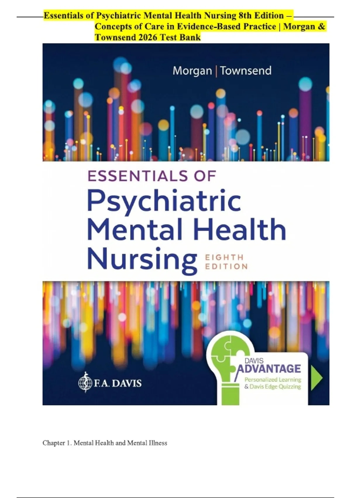Essentials of Psychiatric Mental Health Nursing 8th Edition – Concepts ...