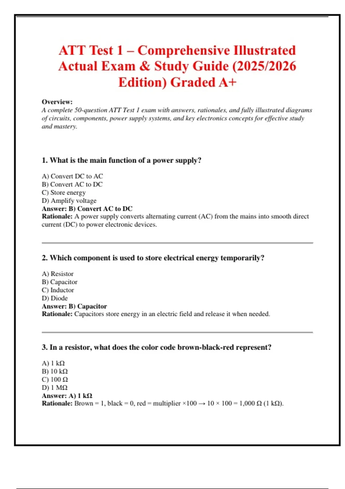 @25 ATT Test 1 – Comprehensive Illustrated Actual Exam & Study Guide ...