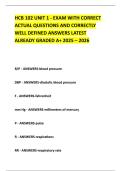 HCB 102 UNIT 1 - EXAM WITH CORRECT ACTUAL QUESTIONS AND CORRECTLY WELL DEFINED ANSWERS LATEST ALREADY GRADED A&plus; 2025 &ndash; 2026
