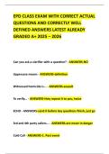 EPD CLASS EXAM WITH CORRECT ACTUAL QUESTIONS AND CORRECTLY WELL DEFINED ANSWERS LATEST ALREADY GRADED A&plus; 2025 &ndash; 2026