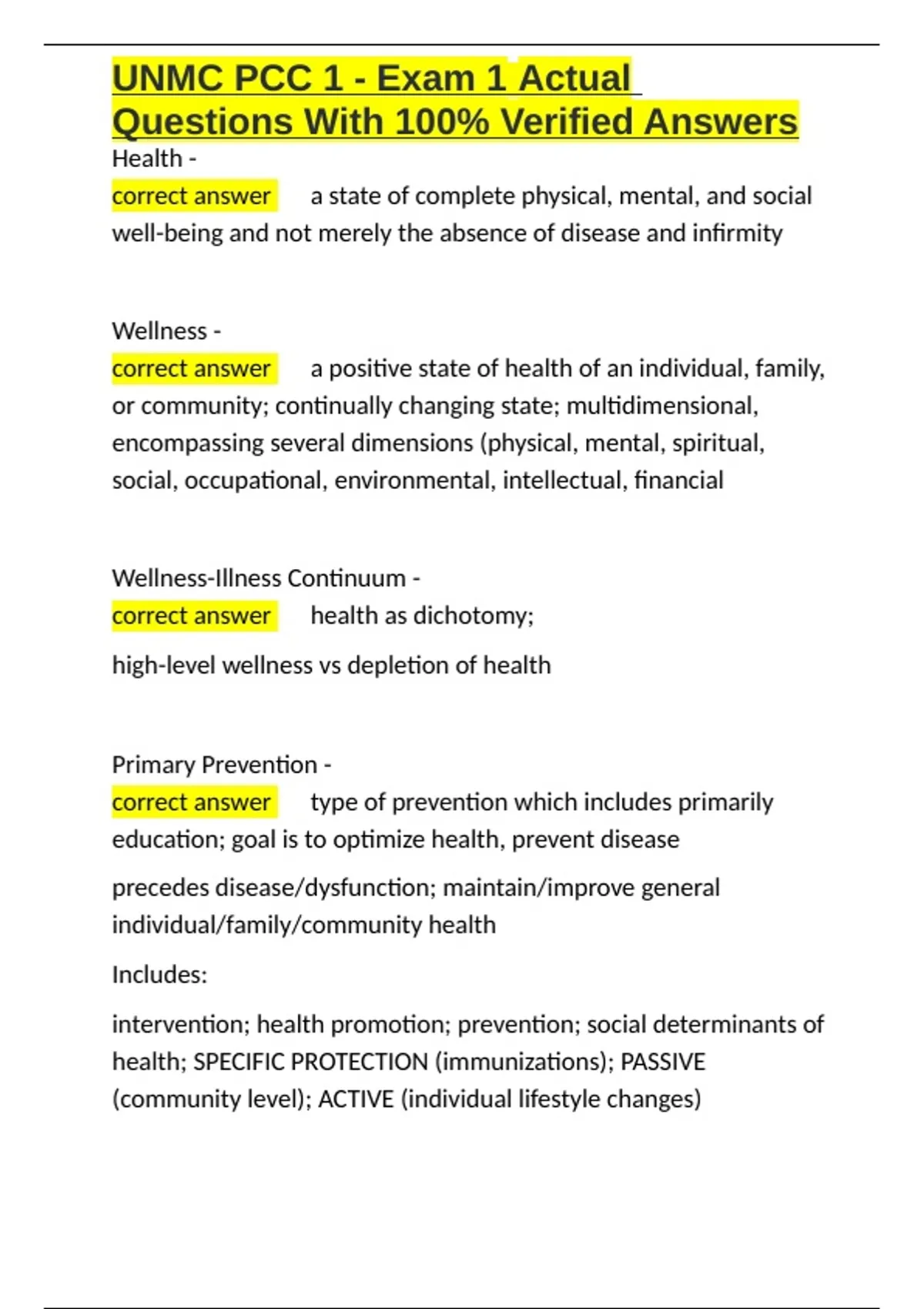 Pcc Question Examples UNMC PCC 1 - Exam 1 Actual Questions With 100- Verified Answers.docx ...