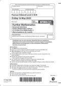 Pearson Edexcel Level 3 GCE Further Mathematics Advanced Subsidiary Further Mathematics options PAPER 21 JUNE 2025 QUESTION PAPER AND MARK SCHEME