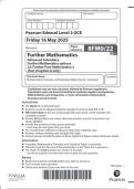 Pearson Edexcel Level 3 GCE Further Mathematics Advanced Subsidiary Further Mathematics options PAPER 22 JUNE 2025 QUESTION PAPER AND MARK SCHEME