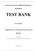 Test Bank For Assessment in Early Childhood Education 8th Edition By Sue Wortham