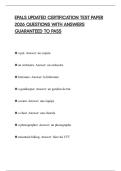 EPALS UPDATED CERTIFICATION TEST PAPER 2026 QUESTIONS WITH ANSWERS GUARANTEED TO PASS