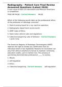 Radiography - Patient Care Final Review Answered Questions &lpar;Latest 2026&rpar;