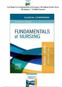 TEST BANK for Fundamentals of Nursing 11TH Edition by Potter Perry.|All chapters covered, Graded A+| Latest update.