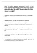 EPIC CLINICAL INFORMATICS PRACTICE EXAM 2026 COMPLETE QUESTIONS AND ANSWERS 100&percnt; CORRECT