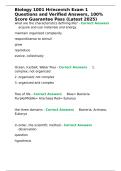 Biology 1001 Hrincevich Exam 1 Questions and Verified Answers&comma; 100- Score Guarantee Pass &lpar;Latest 2025&rpar;&period;