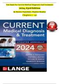 TEST BANK For Current Medical Diagnosis And Treatment 2024&comma; 63rd Edition By Maxine Papadakis&comma; Stephen Mcphee&comma; Verified Chapters 1 - 42&comma; Complete Newest Version