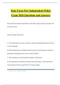 State Farm Fire Independent Policy Exam 2026 Questions and Answers