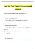 Nutrition Final Exam 2026 Questions and Answers
