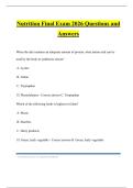 Nutrition Final Exam 2026 Questions and Answers