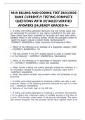NHA BILLING AND CODING TEST 2025&sol;2026  BANK CURRENTLY TESTING COMPLETE  QUESTIONS WITH DETAILED VERIFIED  ANSWERS &vert;&vert;ALREADY GRADED A&plus; 
