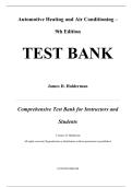 TEST BANK &mdash; Automotive Heating and Air Conditioning&comma; 9th Edition &mdash; James D&period; Halderman &mdash; ISBN 9780137468829