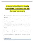Learn2Serve Food Handler Training Course &lpar;ANSI Accredited&rpar; Exam 2026 Questions and Answers