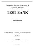 Test Bank For Automotive Steering&comma; Suspension & Alignment 8th Edition by James Halderman &lpar;All Chapters 1-21&rpar; 9780135674673