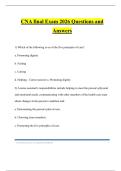 CNA final Exam 2026 Questions and Answers