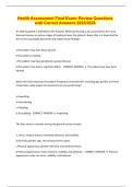Health Assessment Final Exam Review Questions with Correct Answers 2025&sol;2026