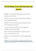 IGCSE Biology Exam 2026 Questions and Answers