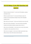 IGCSE Biology Exam 2026 Questions and Answers