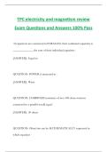 TPC electricity and magnetism review Exam Questions and Answers 100&percnt; Pass