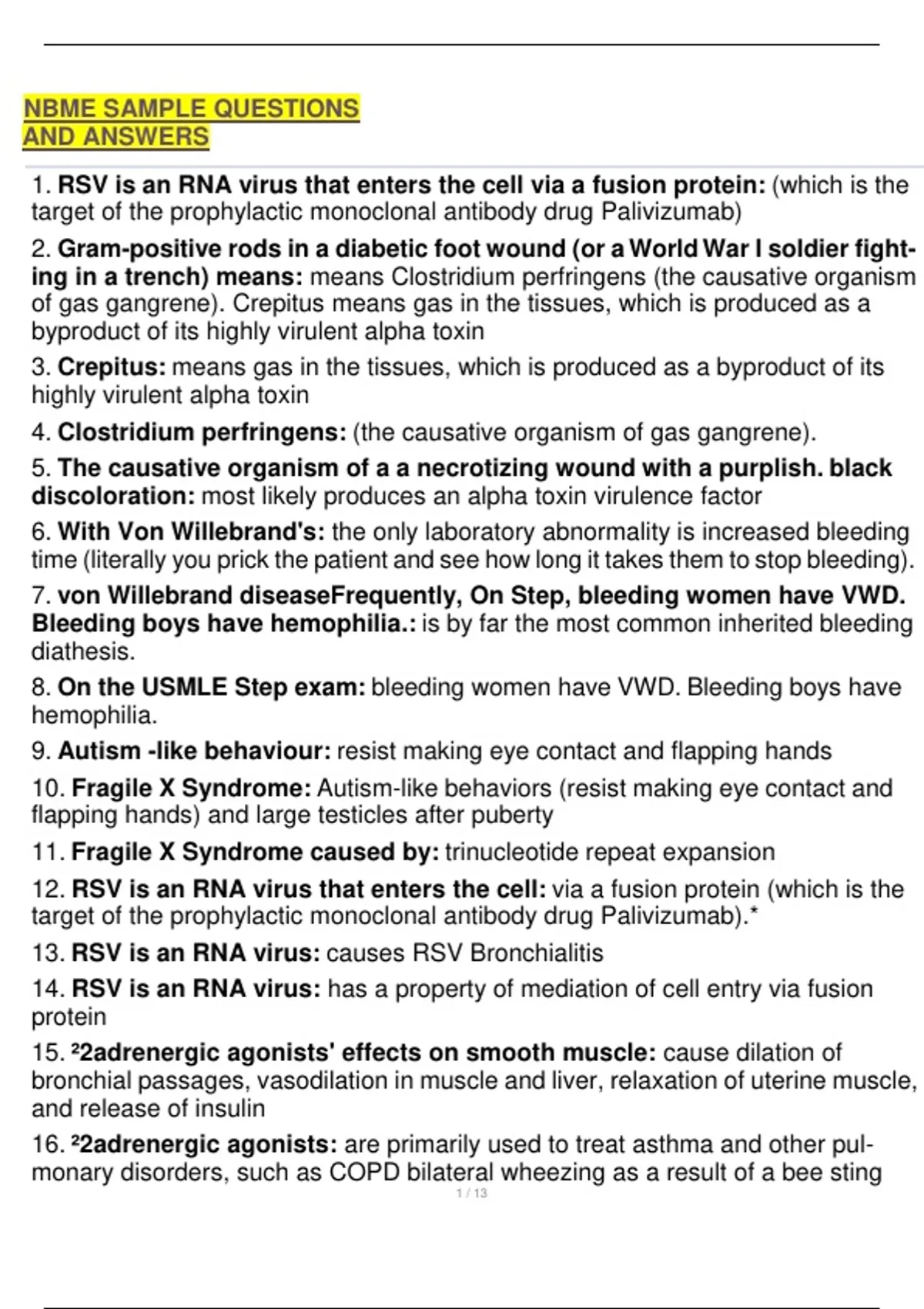 Nbme Sample Questions NBME Sample Questions and Answers | Complete USMLE Step 1 & Step 2 ...