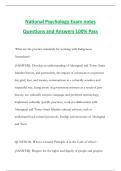 National Psychology Exam notes Questions and Answers 100&percnt; Pass