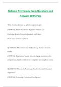 National Psychology Exam Questions and Answers 100&percnt; Pass
