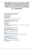 CNA State Practice Exam (Latest update 2025- 2026 WITH SOLUTIONS) Questions & 100- Correct Verified