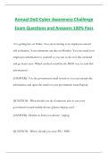 Annual DoD Cyber Awareness Challenge Exam Questions and Answers 100&percnt; Pass