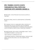 EPIC TRAINING COG170 COGITO FUNDAMENTALS FINAL PAPER 2026 QUESTIONS WITH ANSWERS GRADED A&plus;