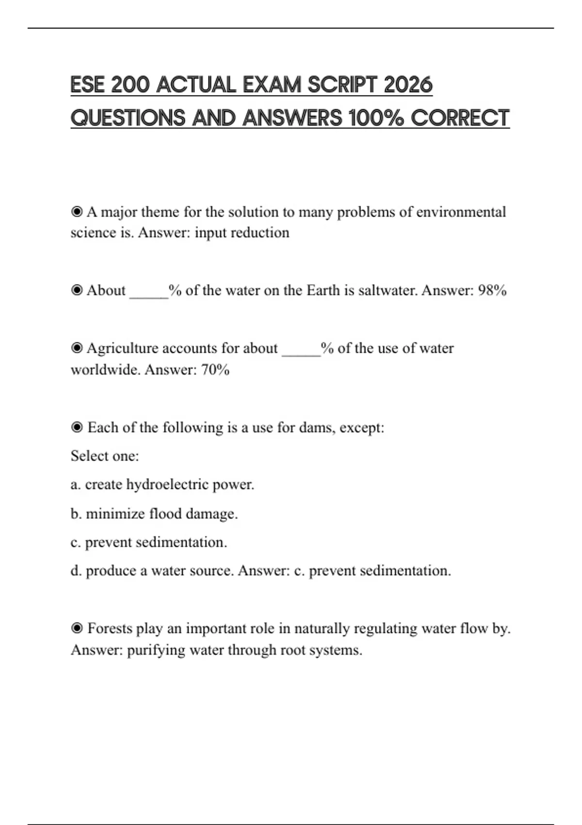 ESE 200 ACTUAL EXAM SCRIPT 2026 QUESTIONS AND ANSWERS 100% CORRECT ...