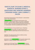 NUR170 &vert; NUR 170 EXAM 3 &vert; MEDICAL SURGICAL NURSING EXAM 3 &vert; QUESTIONS AND VERIFIED ANSWERS &vert; 2025&sol;2026 GUIDE &vert; 100&percnt; CORRECT &vert; GALEN
