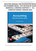 SOLUTION MANUAL FOR ACCOUNTING WHAT THE NUMBERS MEAN&comma; 13TH EDITION BY DAVID MARSHALL &vert; VERIFIED CHAPTER'S 1 - 16 &vert; COMPLETE NEWEST VERSION 2025