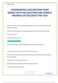 FUNDAMENTALS CMS MIDTERM EXAM NEWEST WITH 400 QUESTIONS AND CORRECT ANSWERS JUST RELEASED THIS YEAR