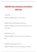 MBA700&colon; Exam 4 Questions and Answers 100&percnt; Pass