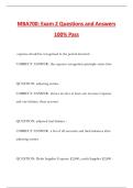 MBA700&colon; Exam 2 Questions and Answers 100&percnt; Pass