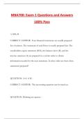 MBA700&colon; Exam 1 Questions and Answers 100&percnt; Pass
