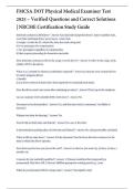 FMCSA DOT Physical Medical Examiner Test 2025 &ndash; Verified Questions and Correct Solutions &vert; NRCME Certification Study Guide
