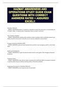 HAZMAT AWARENESS AND OPERATIONS STUDY GUIDE EXAM QUESTIONS WITH CORRECT