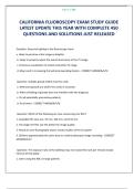 CALIFORNIA FLUOROSCOPY EXAM STUDY GUIDE LATEST UPDATE THIS YEAR WITH COMPLETE 450 QUESTIONS AND SOLUTIONS JUST RELEASED