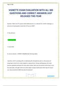 VIGNETTE EXAM EVALUATION WITH ALL 300 QUESTIONS AND CORRECT ANSWERS JUST RELEASED THIS YEAR