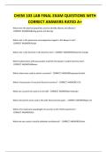 CHEM 103 LAB FINAL EXAM QUESTIONS WITH CORRECT ANSWERS RATED A&plus;
