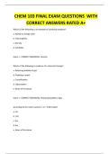CHEM 103 FINAL EXAM QUESTIONS WITH CORRECT ANSWERS RATED A&plus;