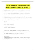 CHEM 103 FINAL EXAM QUESTIONS WITH CORRECT ANSWERS RATED A&plus;&period;