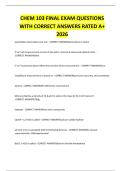 CHEM 103 FINAL EXAM QUESTIONS WITH CORRECT ANSWERS RATED A&plus; 2026&period;