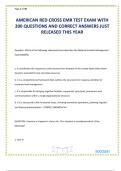 AMERICAN RED CROSS EMR TEST EXAM WITH 200 QUESTIONS AND CORRECT ANSWERS JUST RELEASED THIS YEAR