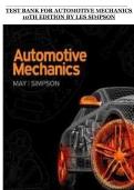Automotive Mechanics &ndash; Les Simpson&comma; 10th Edition &ndash; Complete Test Bank with Answers