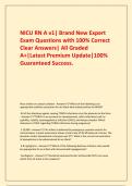 NICU RN A v1&vert; Brand New Expert Exam Questions with 100&percnt; Correct Clear Answers&vert; All Graded A&plus;&vert;Latest Premium Update&vert;100&percnt; Guaranteed Success&period;